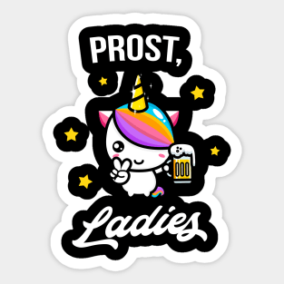 Prost, Ladies lustiges Party Einhorn Bier Fun Frau Sticker